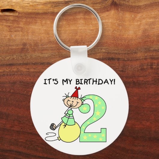 スティックガール2nd誕生日Tシャツとギフト キーホルダー (正面)