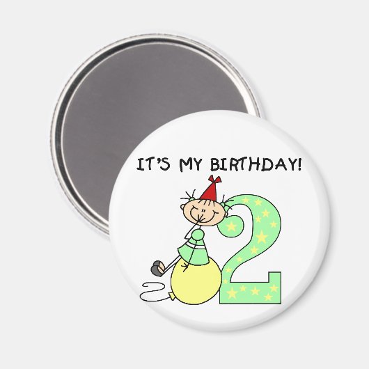 スティックガール2nd誕生日Tシャツとギフト マグネット (正面/裏面)