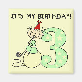 スティックガール3rd誕生日Tシャツとプレゼント マグネット (正面)