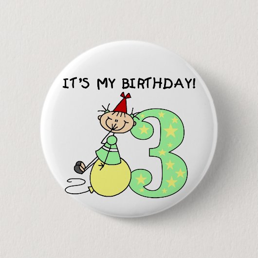 スティックガール3rd誕生日Tシャツとプレゼント 缶バッジ (正面)