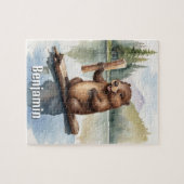 スティックキッズがかわいいビーバーパーソナライズされた ジグソーパズル (横)