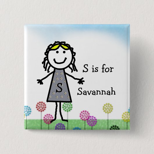 スティックキッズガールズネームバッジボタン 缶バッジ (正面)