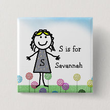 スティックキッズガールズネームバッジボタン