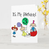 スティックキッズパーティー3rd誕生日Tシャツとギフト カード (黄色い花)