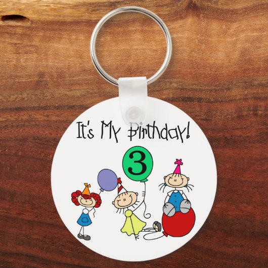 スティックキッズパーティー3rd誕生日Tシャツとギフト キーホルダー (正面)