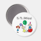 スティックキッズパーティー3rd誕生日Tシャツとギフト マグネット (正面/裏面)