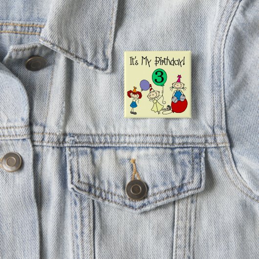 スティックキッズパーティー3rd誕生日Tシャツとギフト 缶バッジ (インサイチュ)