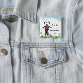 スティックキッズボーイの名前バッジボタン 缶バッジ (インサイチュ)