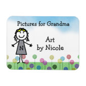 スティックキッドガールパーソナライズされた冷蔵庫アートフレキシマグ マグネット (横)