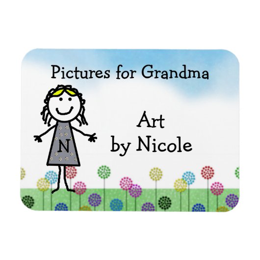 スティックキッドガールパーソナライズされた冷蔵庫アートフレキシマグ マグネット (横)