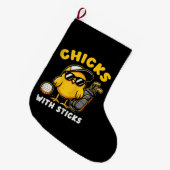 スティックゴルファー女の女の女の女のゴルフクラブGol ラージクリスマスストッキング (正面 (吊り時))