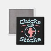 スティックゴルフ女性付きチックス マグネット (正面/裏面)