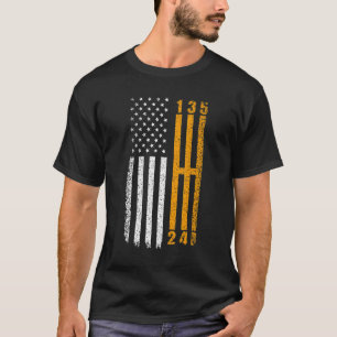 スティックシフトアメリカ国旗のマッスルカー6ギアメカ Tシャツ