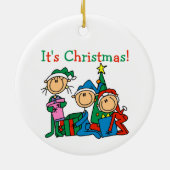 スティックスフィギュアそれがクリスマスの装飾である セラミックオーナメント (裏面)