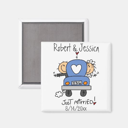 スティックスフィギュアたった今結婚しました マグネット (正面/裏面)