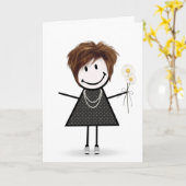 スティックスフィギュアデイジー カード (黄色い花)