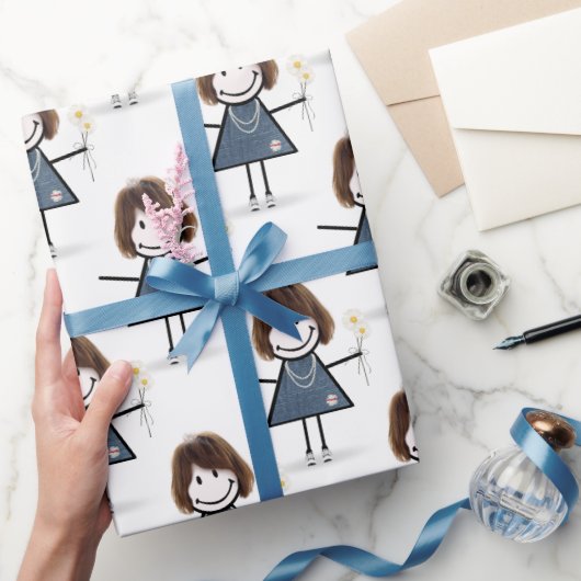 スティックスフィギュアデイジー ラッピングペーパー (ギフト)