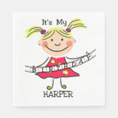 スティックスフィギュア女の子それが私の誕生日紙プレート スタンダードランチョンナプキン (正面)