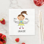 スティックスフィギュア女の子それが私の誕生日 スタンダードランチョンナプキン (インサイチュ)