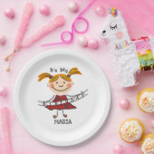 スティックスフィギュア女の子それが私の誕生日 ペーパープレート (パーティー)