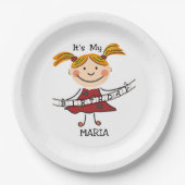 スティックスフィギュア女の子それが私の誕生日 ペーパープレート (正面)