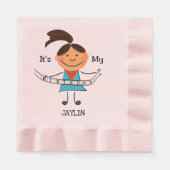 スティックスフィギュア女の子それが私の誕生日 縁ありランチョンナプキン (正面)