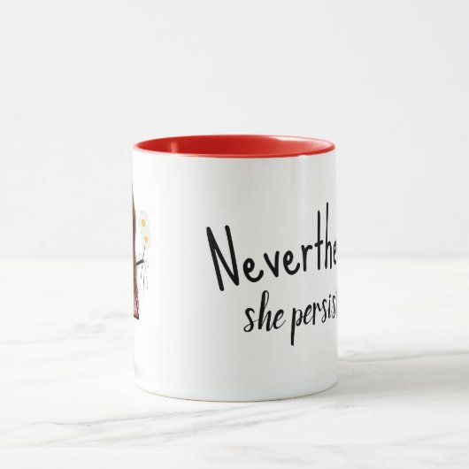 スティックスフィギュア女の子とデイジーと引用文 マグカップ (中央)