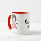 スティックスフィギュア女の子とデイジーと引用文 マグカップ (正面左)