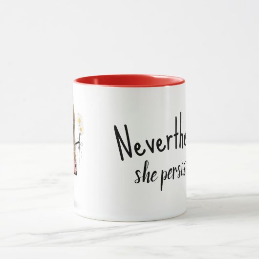 スティックスフィギュア女の子とデイジーと引用文 マグカップ (中央)