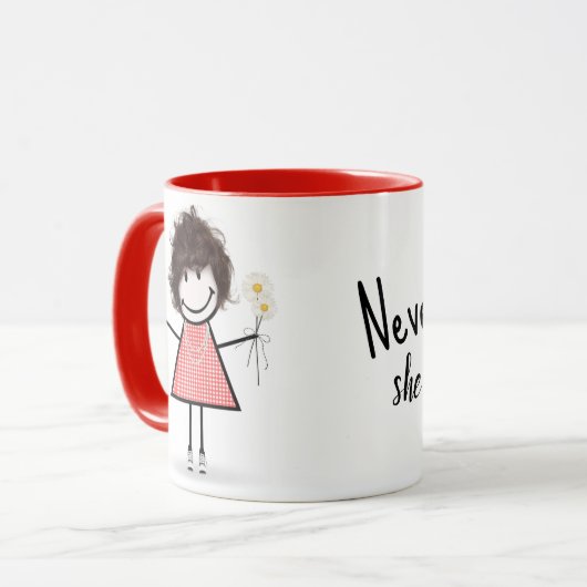 スティックスフィギュア女の子とデイジーと引用文 マグカップ (正面左)