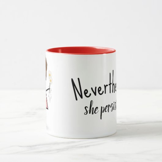 スティックスフィギュア女の子とデイジーと引用文 マグカップ (中央)