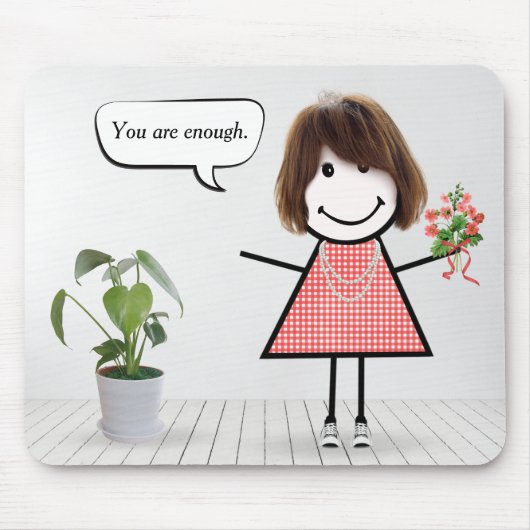 スティックスフィギュア女の子インスピレーション引用文 マウスパッド (正面)