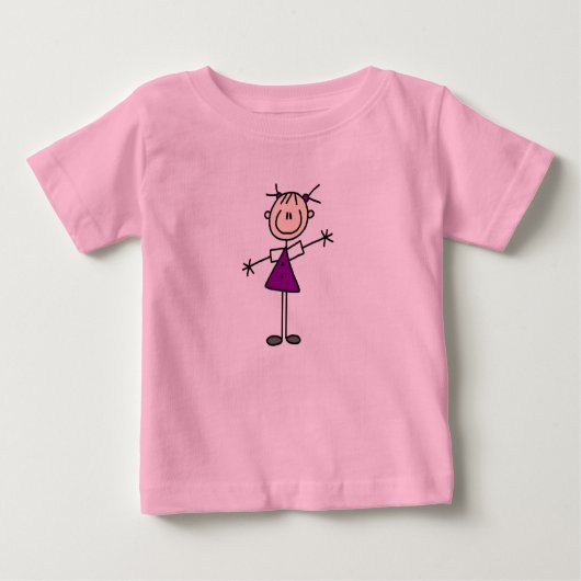 スティックスフィギュア女の子シャツ ベビーTシャツ (正面)