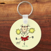 スティックスフィギュア女の子チアリーダーTシャツ&ギフト キーホルダー (正面)