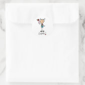 スティックスフィギュア女の子メダルステッカー入賞 ラウンドシール (バッグ)