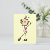 スティックスフィギュア女の子Gymnast Tシャツとギフト ポストカード (スタンド正面)