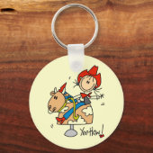 スティックスフィギュア女性のカーボーイイエハウTシャツとギフト キーホルダー (正面)