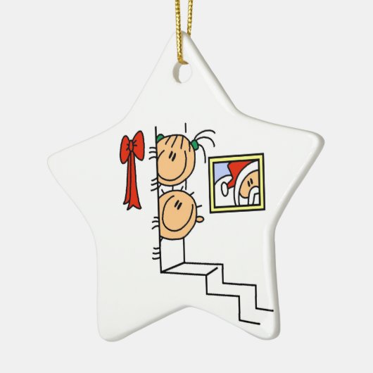 スティックスフィギュア子供たちがサンタを待つオーナメント セラミックオーナメント (左)