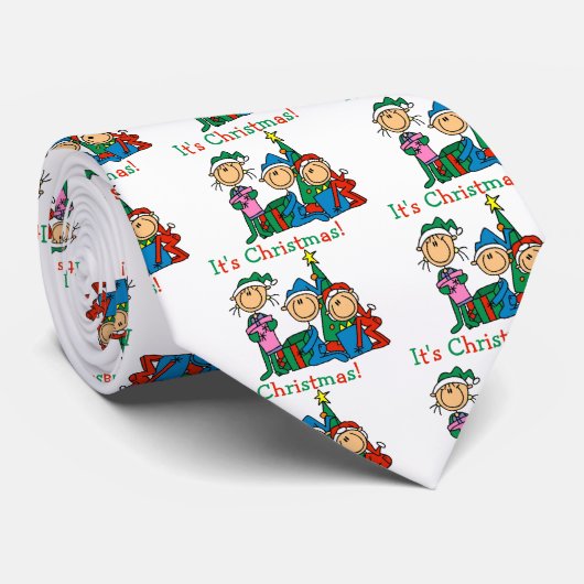 スティックスフィギュア子供クリスマスのTシャツとギフト ネクタイ (ロール)