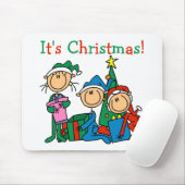 スティックスフィギュア子供クリスマスのTシャツとギフト マウスパッド (マウス)