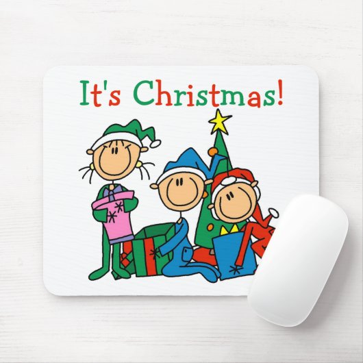 スティックスフィギュア子供クリスマスのTシャツとギフト マウスパッド (マウス)