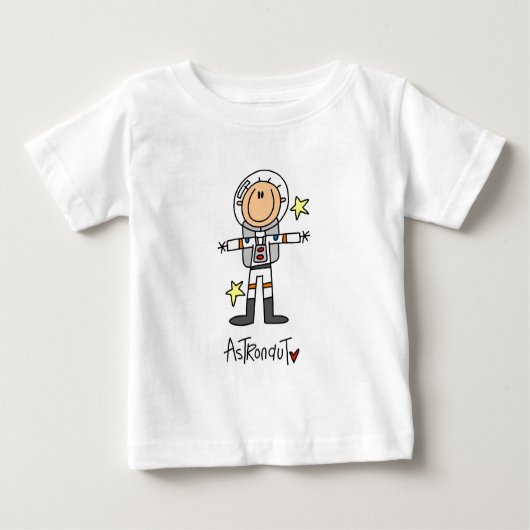スティックスフィギュア宇宙飛行士Tシャツとギフト ベビーTシャツ (正面)