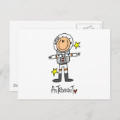 スティックスフィギュア宇宙飛行士Tシャツとギフト ポストカード (正面/裏面)