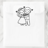 スティックスフィギュア新郎新婦の抱擁結婚の スクエアシール (バッグ)