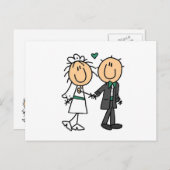 スティックスフィギュア新郎新婦Tシャツとギフト ポストカード (正面/裏面)