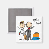 スティックスフィギュア結婚のハネムーンTシャツとギフト マグネット (正面/裏面)