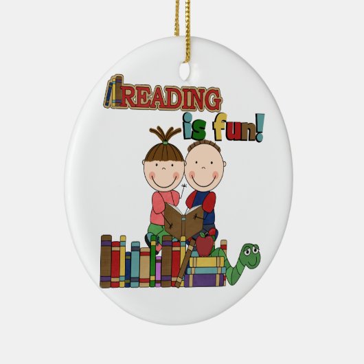 スティックスフィギュア読キッズのおもしろい セラミックオーナメント (右)