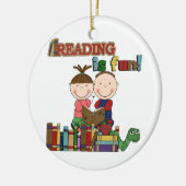 スティックスフィギュア読キッズのおもしろい セラミックオーナメント (左)