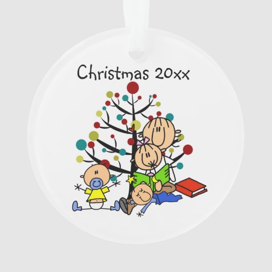 スティックスフィギュア読ママのキッズアクリルオーナメント オーナメント (裏面)