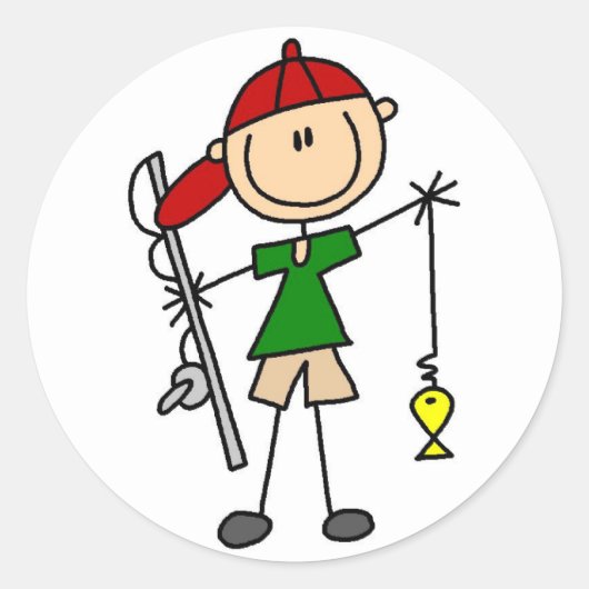 スティックスフィギュア魚釣りシール ラウンドシール (正面)